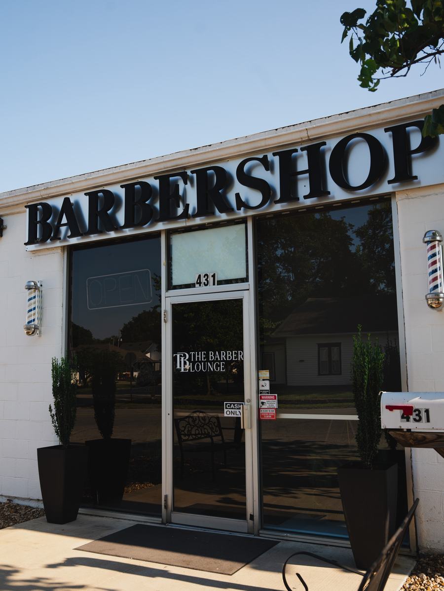 The Barber Lounge storefront at 431 Olive St, Carthage
